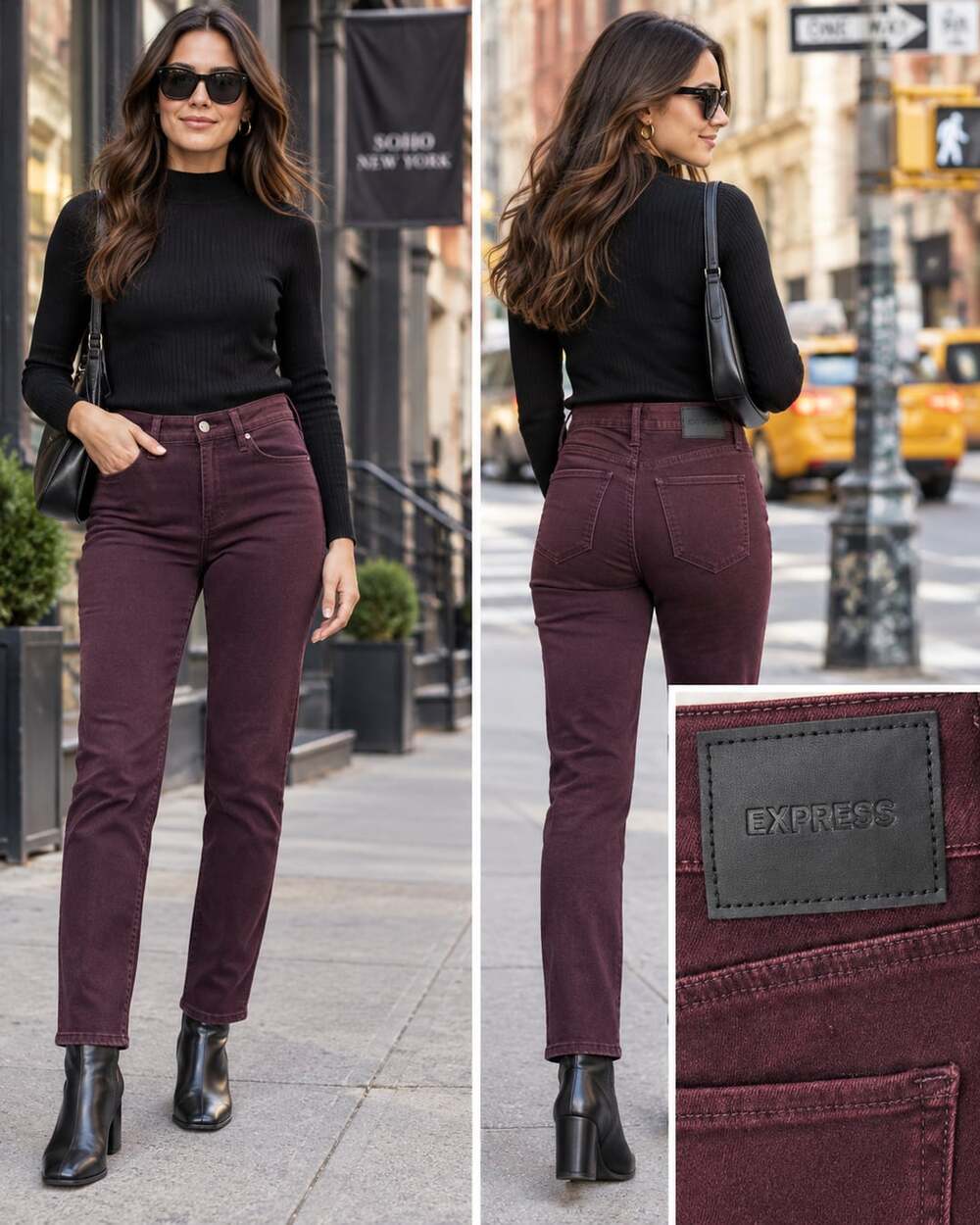 Express Straight Jeans Burgundy